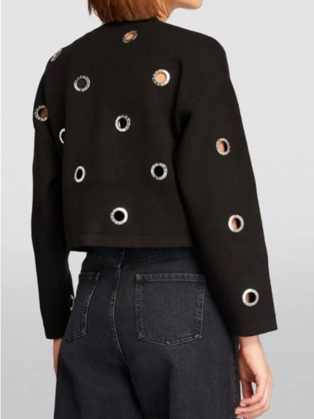 Sandro Coccinelle Eyelet/Grommet Black Sweater. Size 1 (small). - Picture 3 of 8